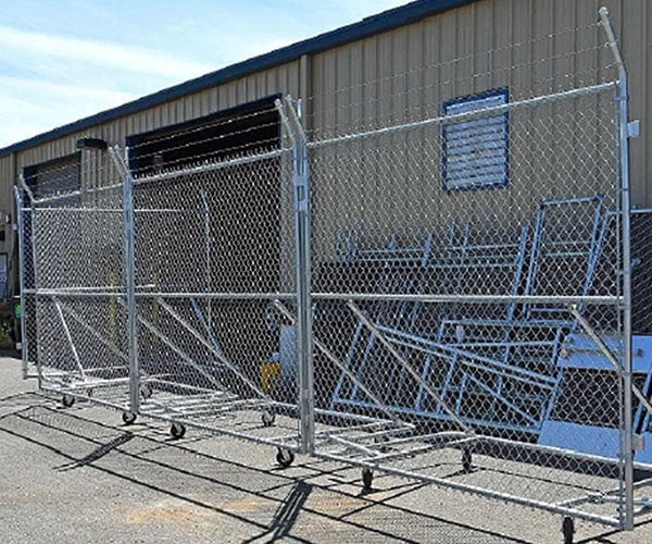 10x10 foot wheeled security fence panel